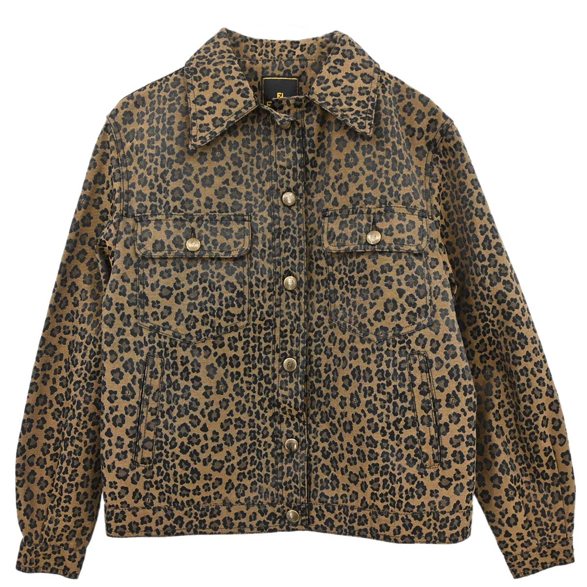 Fendi Leopard Pattern Long Sleeve Jacket Brown Black