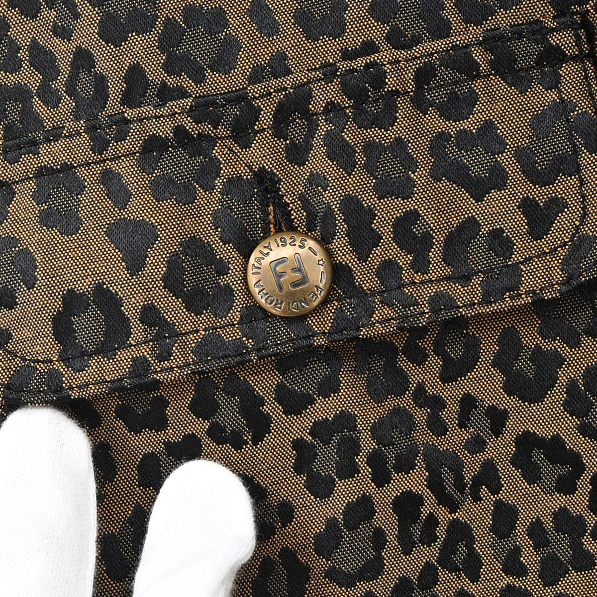 Fendi Leopard Pattern Long Sleeve Jacket Brown Black