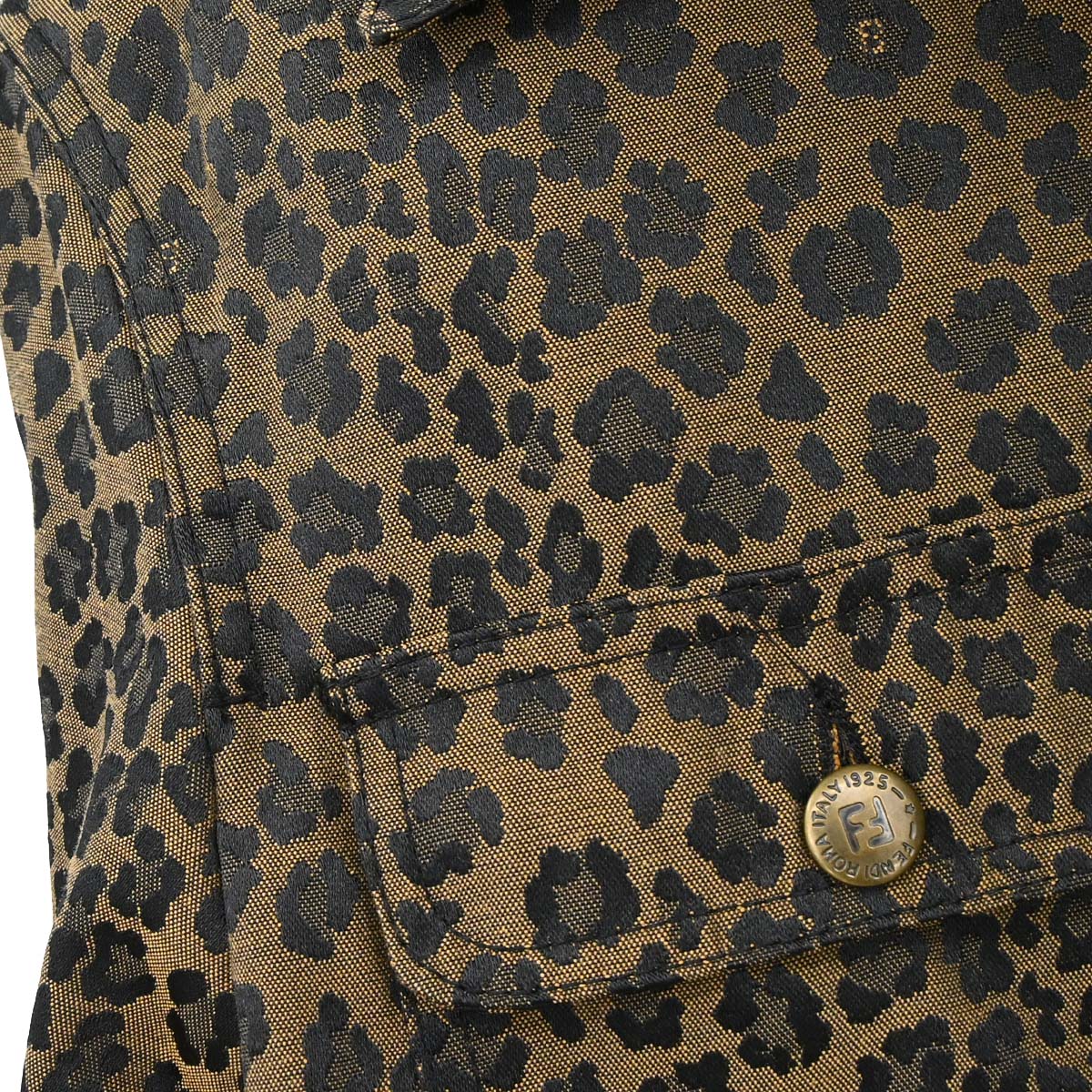 Fendi Leopard Pattern Long Sleeve Jacket Brown Black