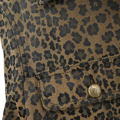 Fendi Leopard Pattern Long Sleeve Jacket Brown Black