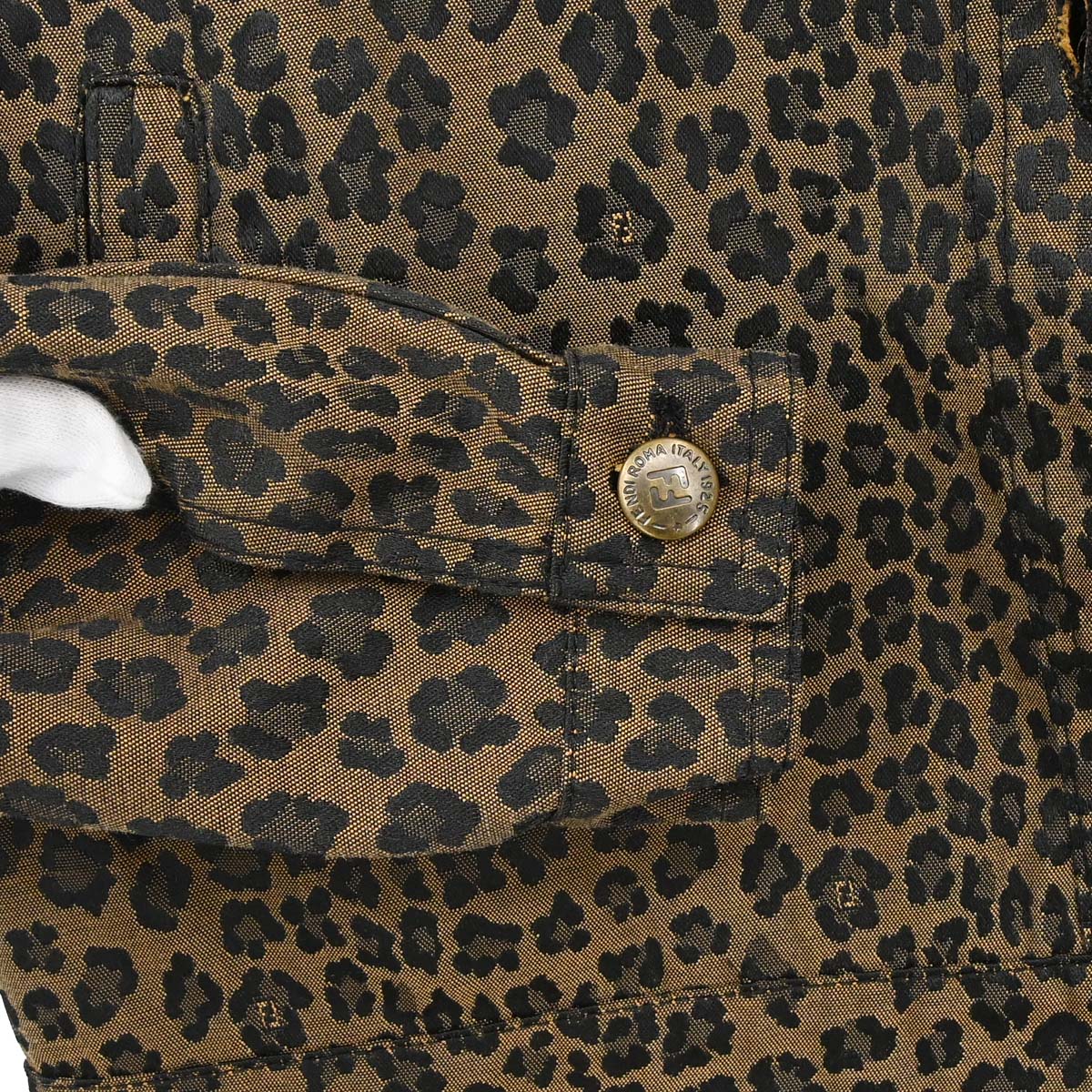 Fendi Leopard Pattern Long Sleeve Jacket Brown Black