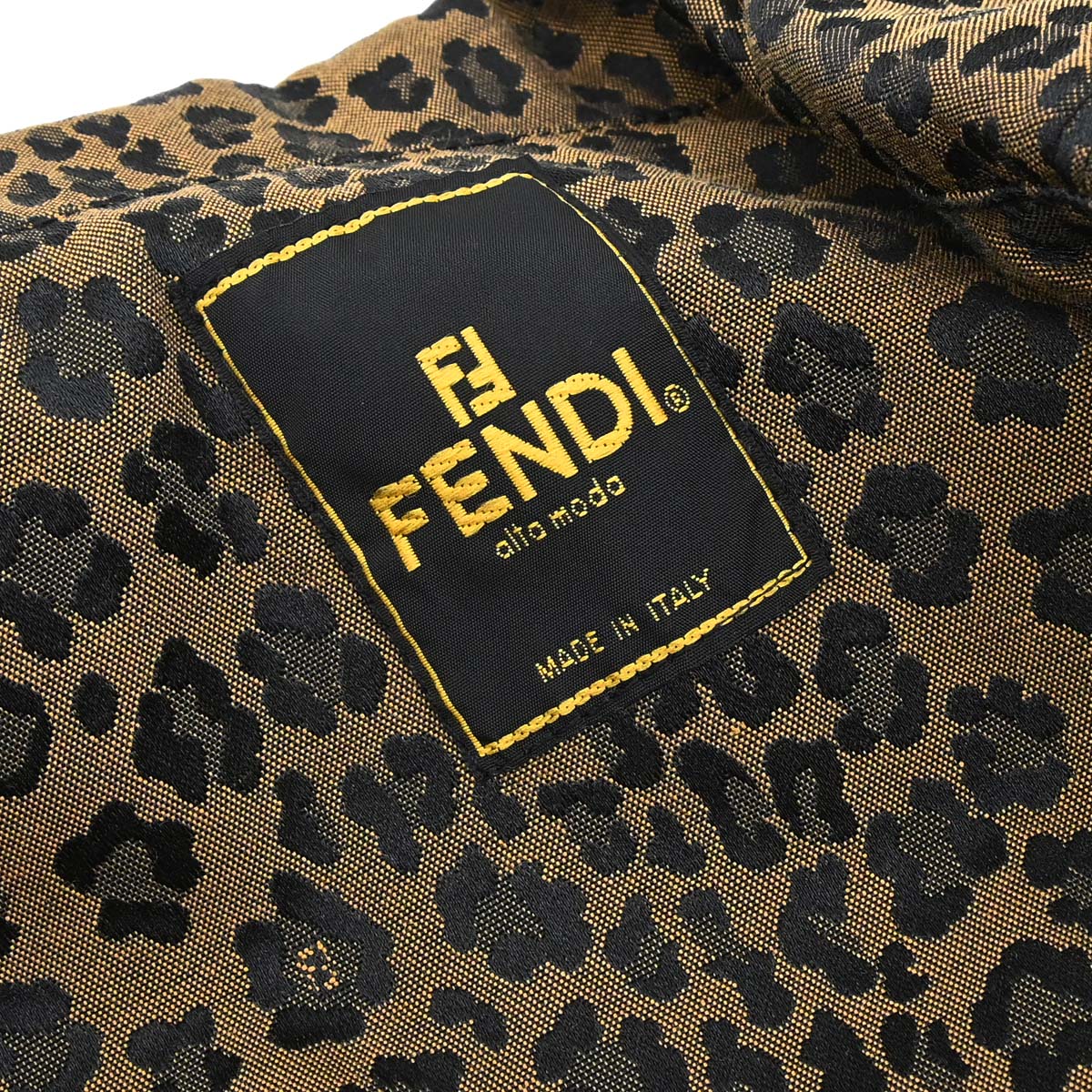 Fendi Leopard Pattern Long Sleeve Jacket Brown Black