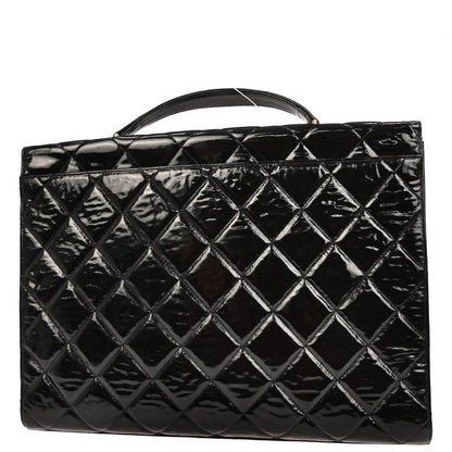 Chanel 1996-1997 Black Patent Leather Briefcase Business Handbag