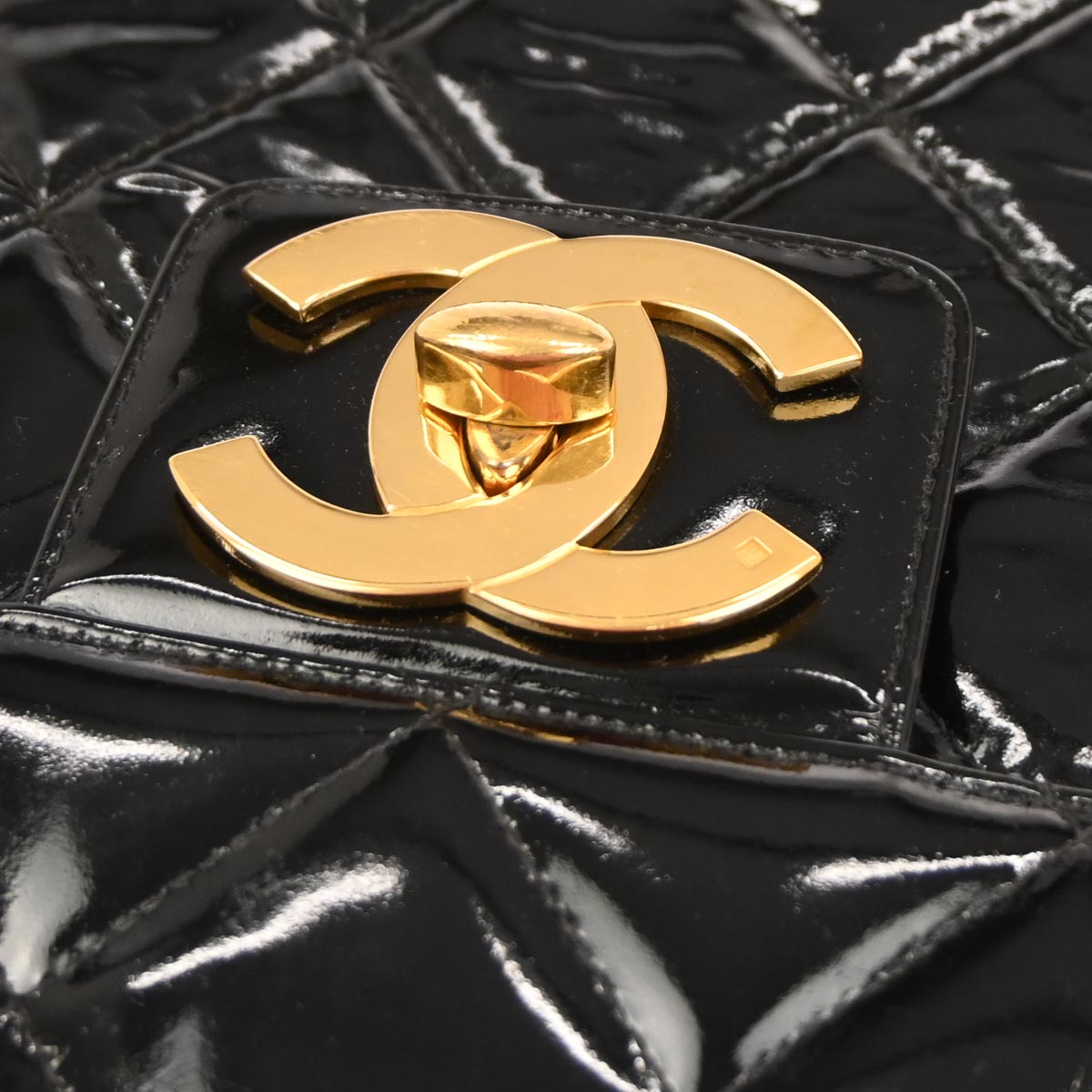 Chanel 1996-1997 Black Patent Leather Briefcase Business Handbag