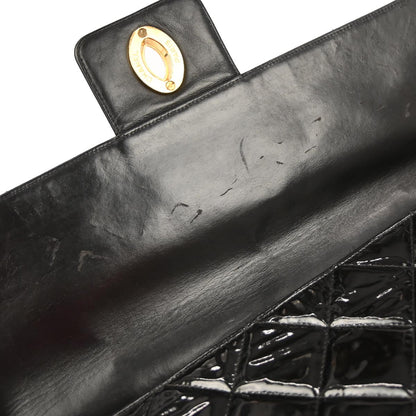 Chanel 1996-1997 Black Patent Leather Briefcase Business Handbag