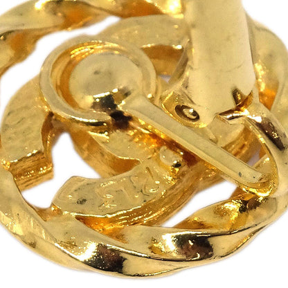 Chanel Gold Button Clip-On Earrings Rhinestone 2137