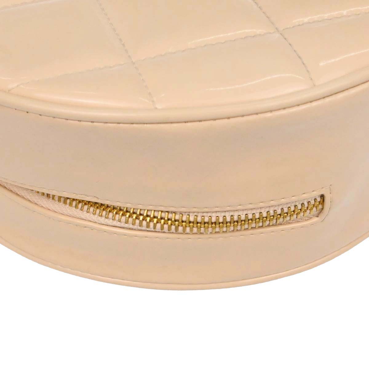 Chanel Beige Patent Leather Round Vanity Handbag