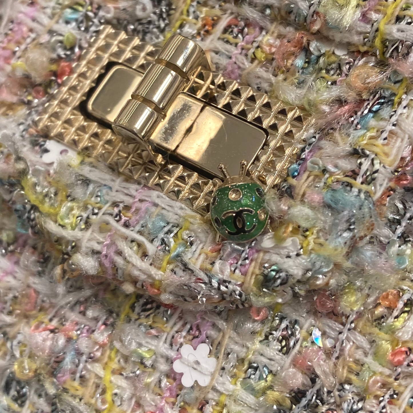 Chanel 2010-2011 Light Pink Tweed 2.55 Medium Classic Double Flap Shoulder Bag