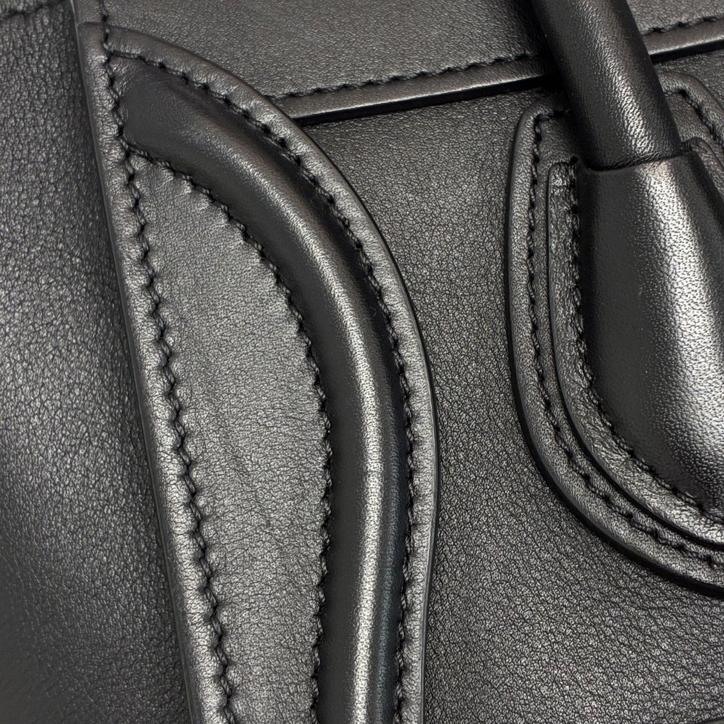 Celine Black Leather Nano Luggage 2way Shoulder Tote Bag