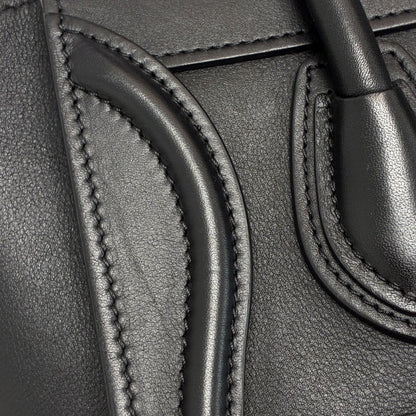 Celine Black Leather Nano Luggage 2way Shoulder Tote Bag