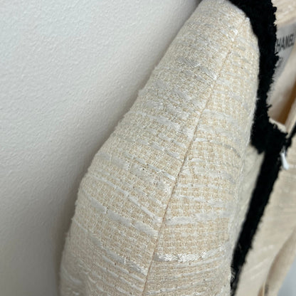 Chanel 2002 Collarless Single Breasted Jacket Ivory #38