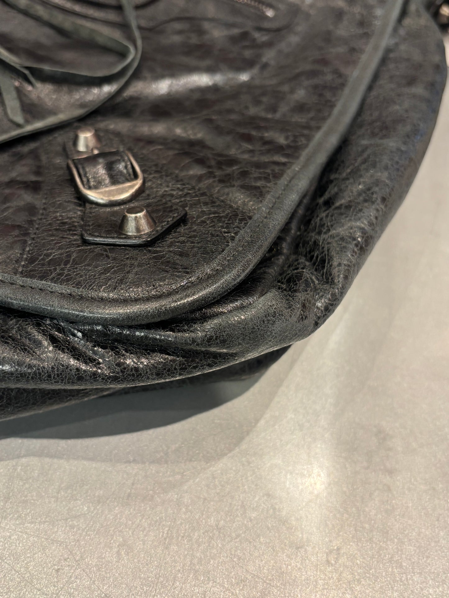 Balenciaga Black Lambskin Besace Messenger Bag