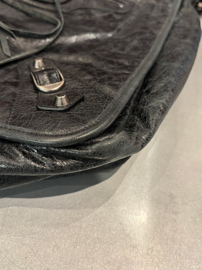 Balenciaga Black Lambskin Besace Messenger Bag