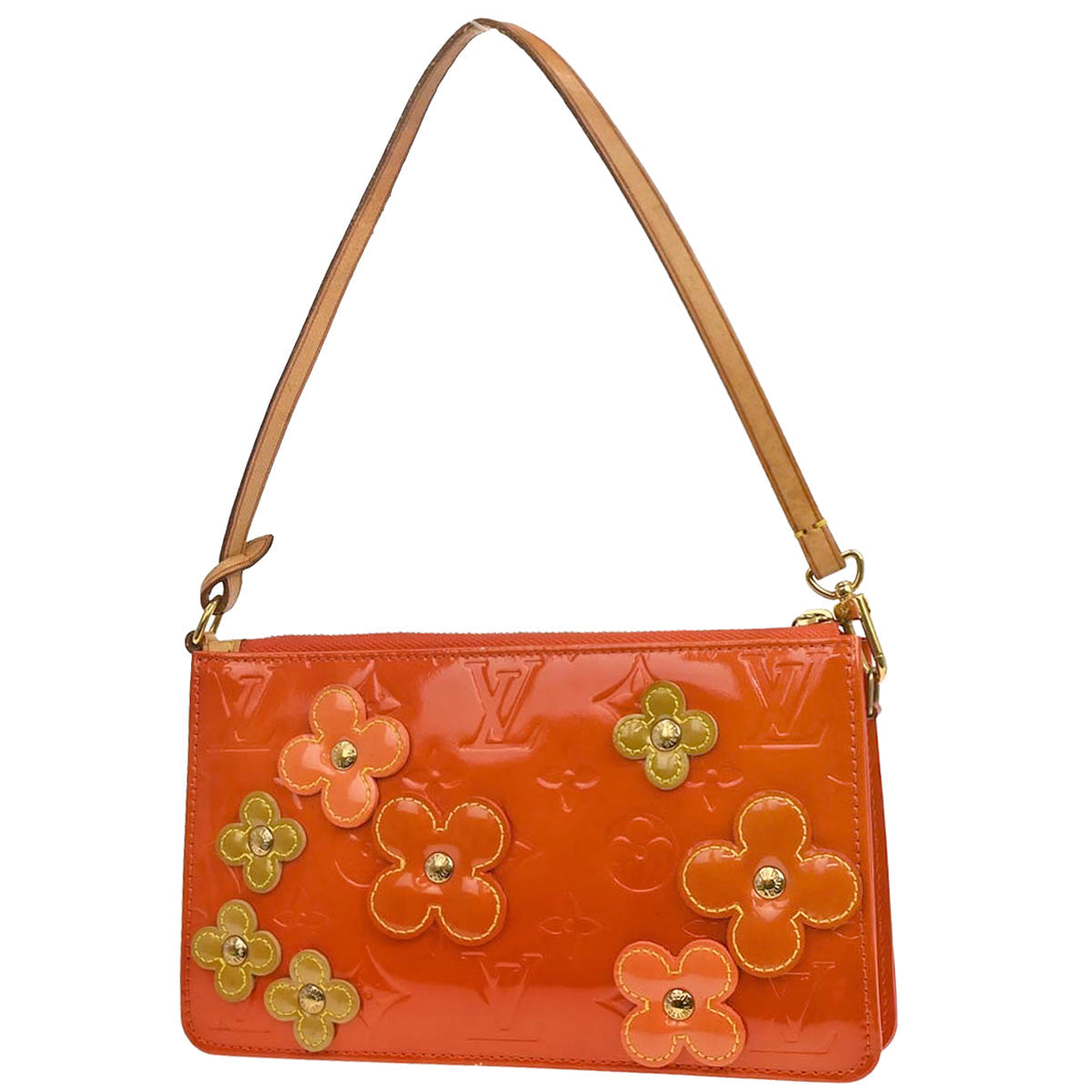 Louis Vuitton 2002 Orange Vernis Flower Lexington Handbag M92247
