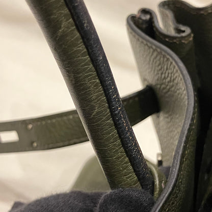 Hermes Vert Olive Taurillon Clemence Birkin 35 Handbag