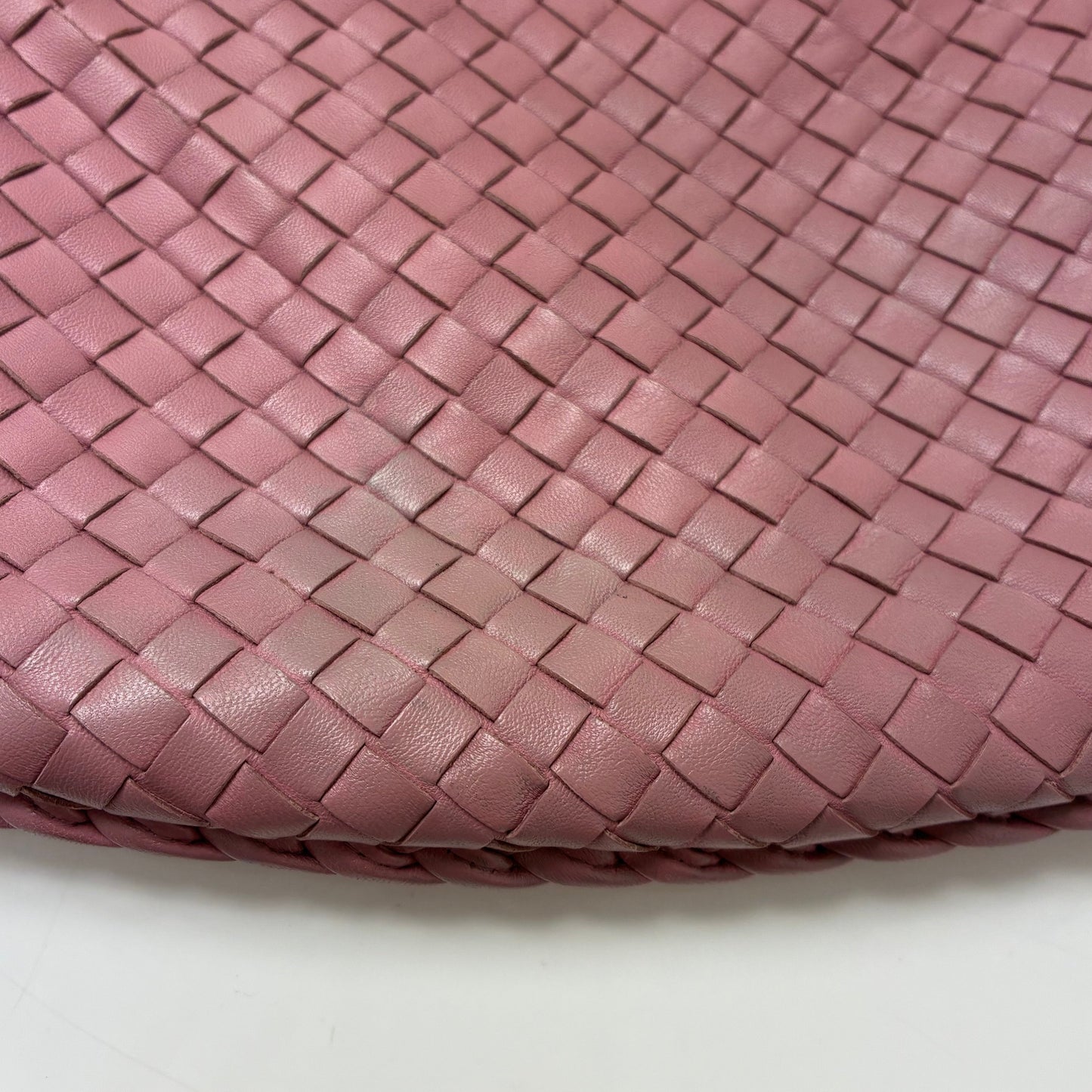 Bottega Veneta Pink Lambskin Intrecciato Hobo Handbag