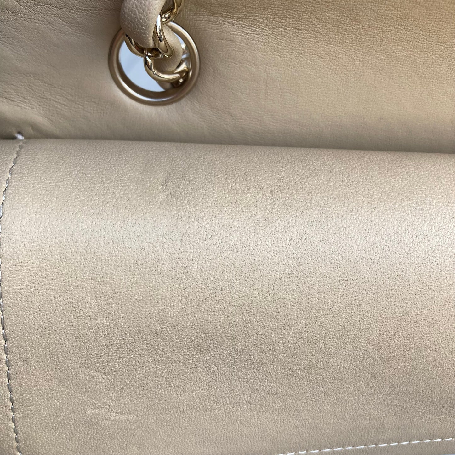 Chanel Beige Canvas Medium Classic Double Flap Shoulder Bag