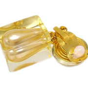 CHANEL * 1997 Faux Teardrop Pearl Dangle Earrings Clip-On Gold