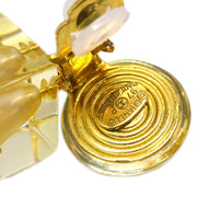 CHANEL * 1997 Faux Teardrop Pearl Dangle Earrings Clip-On Gold