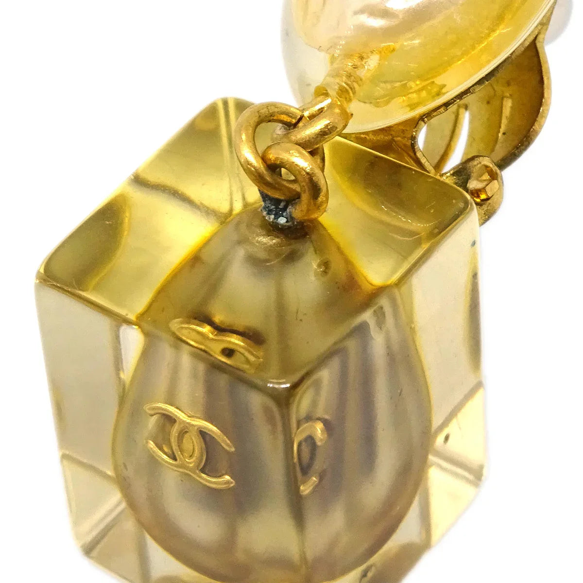 Chanel Costume Pearl Dangle Earrings Clip-On 97P