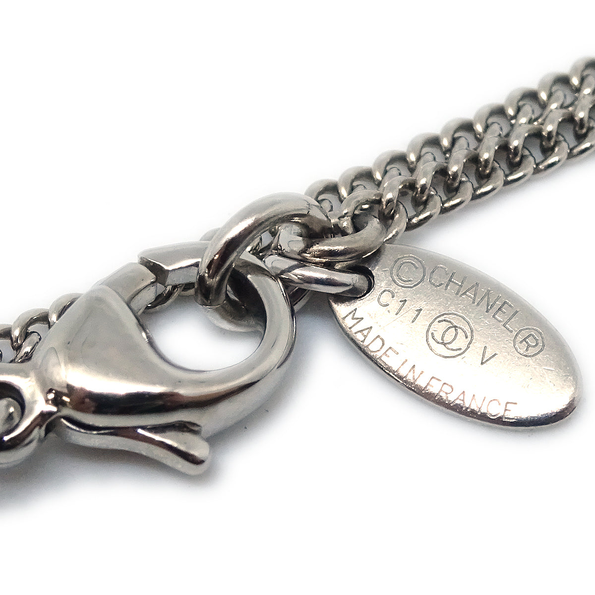 Chanel Crystal & Silver CC Necklace C11V