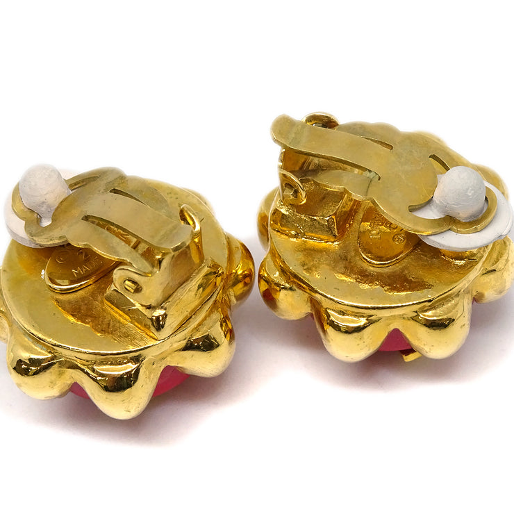 Chanel Button Earrings Gold Clip-On 29