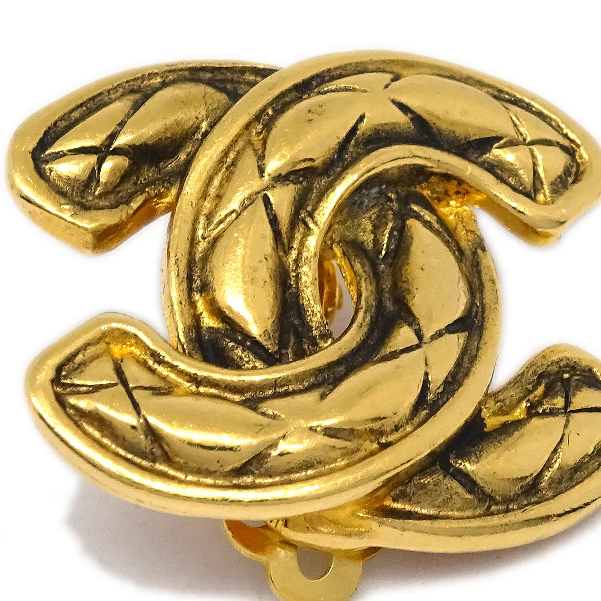 Chanel CC Earrings Clip-On Gold 2433