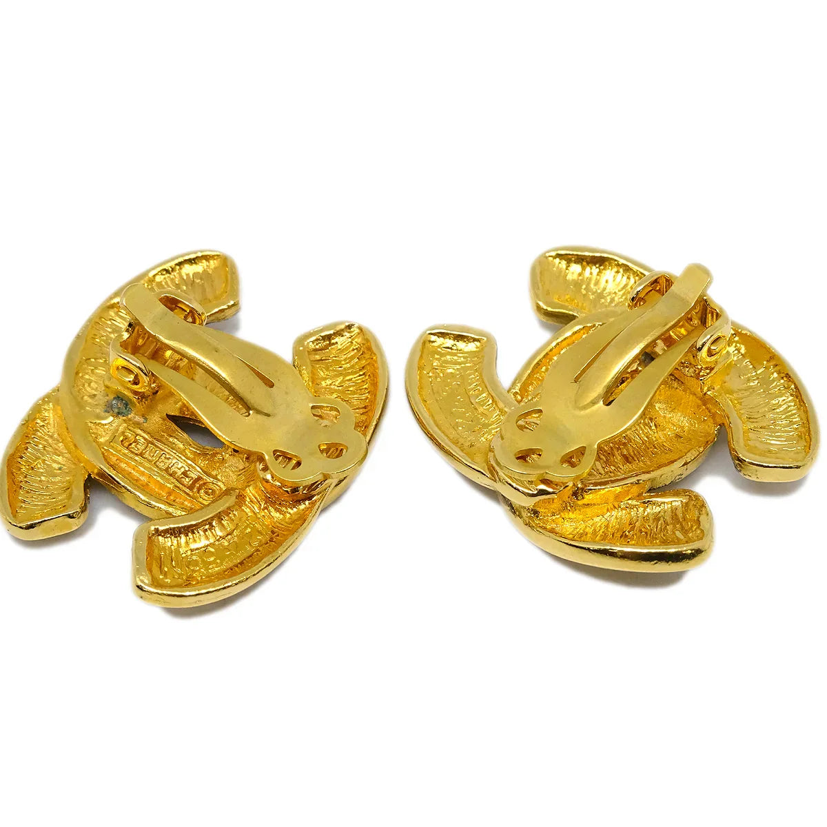 Chanel CC Earrings Clip-On Gold 2433