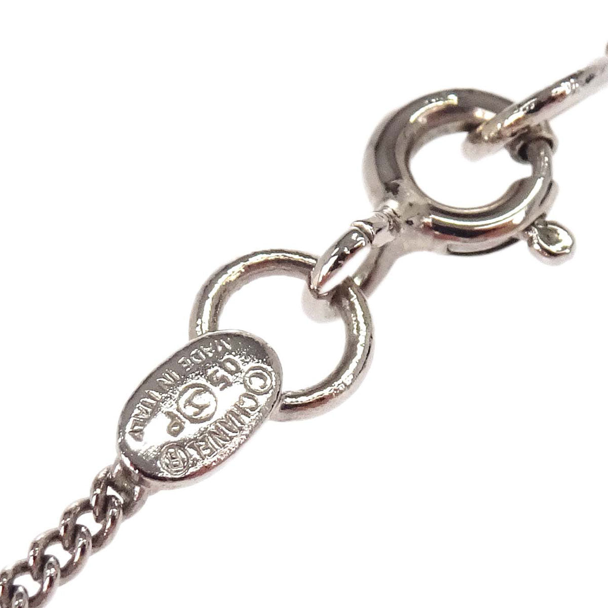 Chanel CC Chain Pendant Necklace Acrylic Silver Red Black 05P