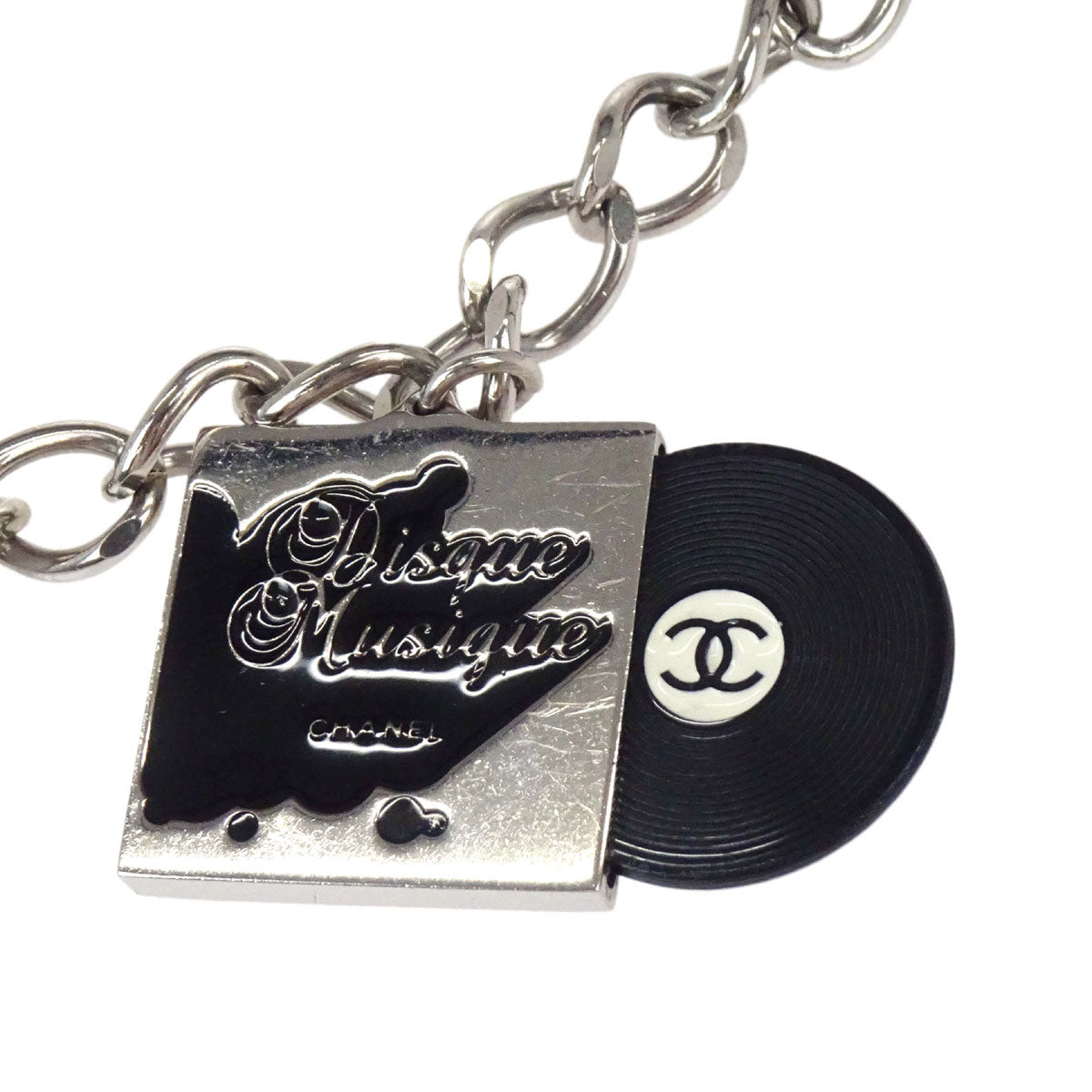 Chanel Record Cassette Tape Chain Belt Silver Rhinestone 04P