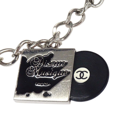 Chanel Record Cassette Tape Chain Belt Silver Rhinestone 04P