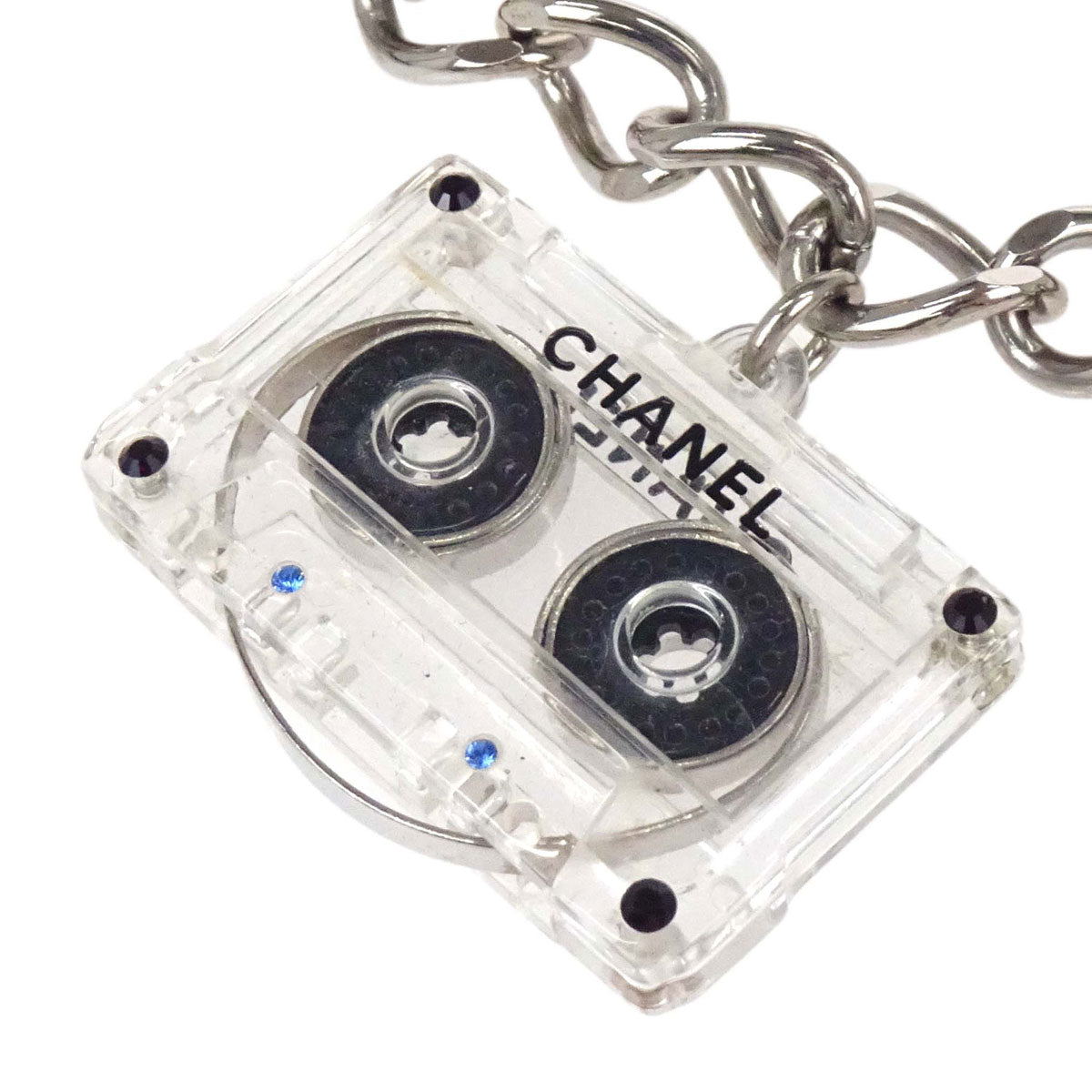 Chanel Record Cassette Tape Chain Belt Silver Rhinestone 04P