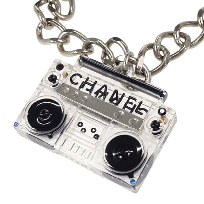 Chanel Record Cassette Tape Chain Belt Silver Rhinestone 04P