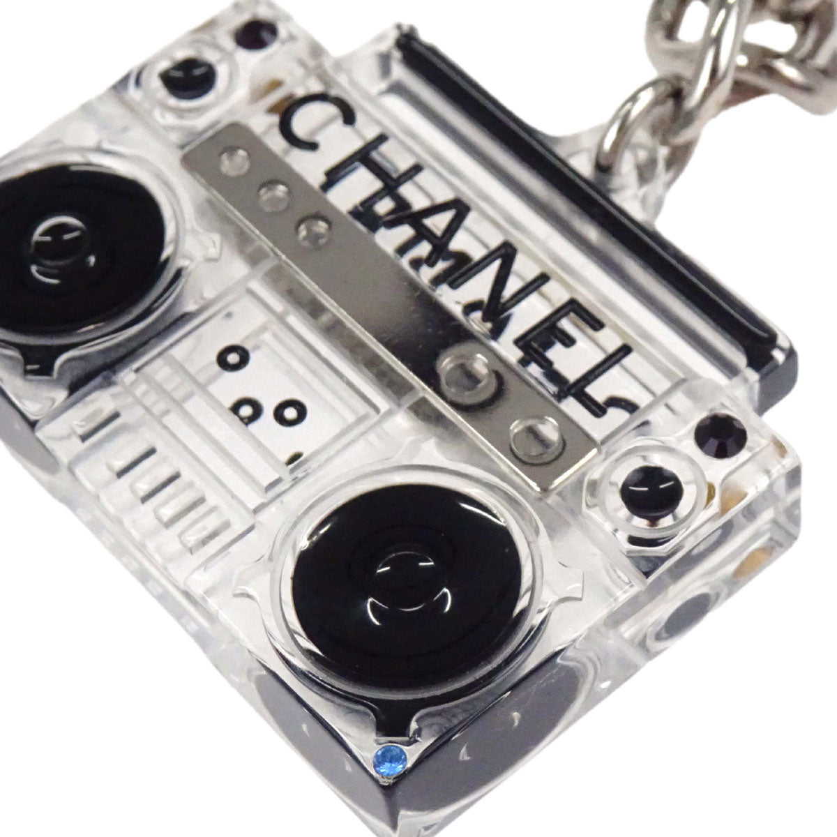Chanel Record Cassette Tape Chain Belt Silver Rhinestone 04P