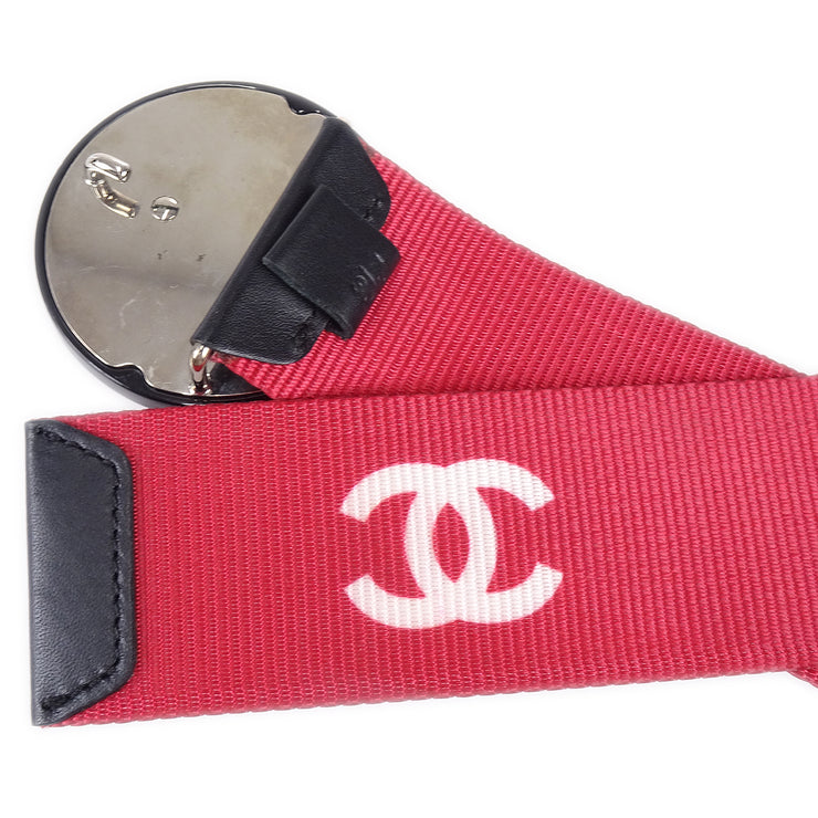 CHANEL 2004 CC Logos Record Buckle Belt Red #75