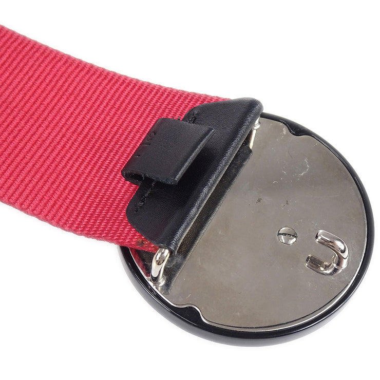 CHANEL 2004 CC Logos Record Buckle Belt Red #75