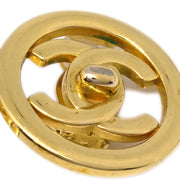 Chanel Turnlock Button Earrings Gold Clip-On 97P