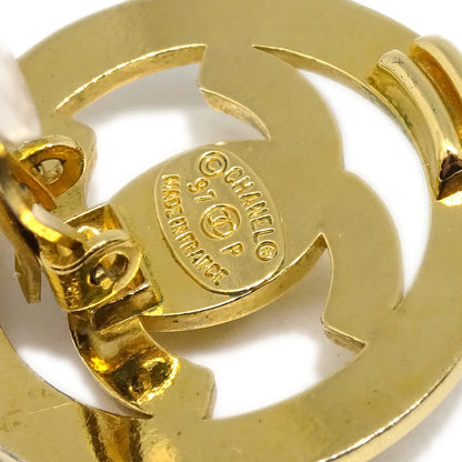 Chanel Turnlock Button Earrings Gold Clip-On 97P