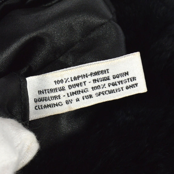 CHANEL 2001 CC Logo Muff Black Fur Satchel