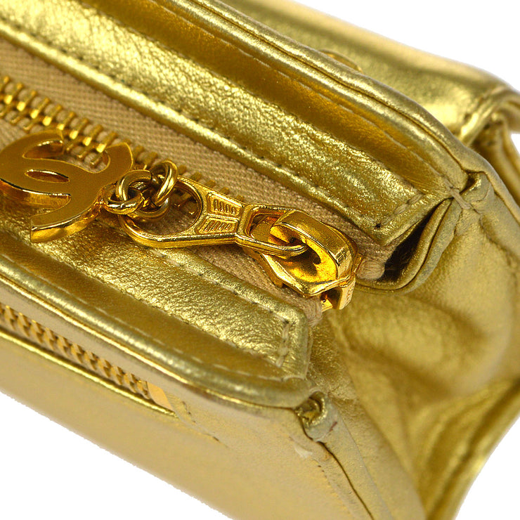 CHANEL 1996-1997 Pocket Clutch Bag Gold Lambskin