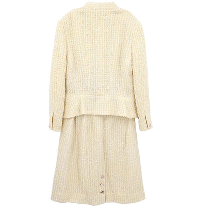 Chanel 1995 Setup Suit Jacket Skirt White #40