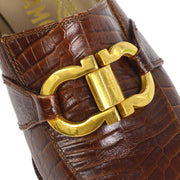 Salvatore Ferragamo Brown Rossed Leather Gancini Loafers鞋＃4