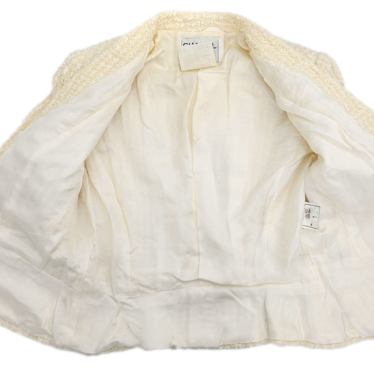 Chanel 1995 Setup Suit Jacket Skirt White #40
