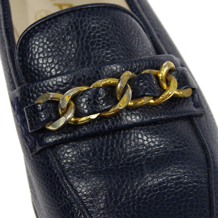 Vintage CHANEL CC Gold TURNLOCK Logo Black Suede Leather Loafers, Moonstone Vintage