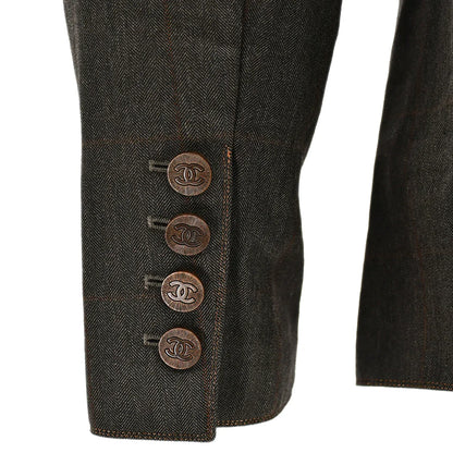 Chanel Setup Suit Jacket Skirt Brown 98A #42