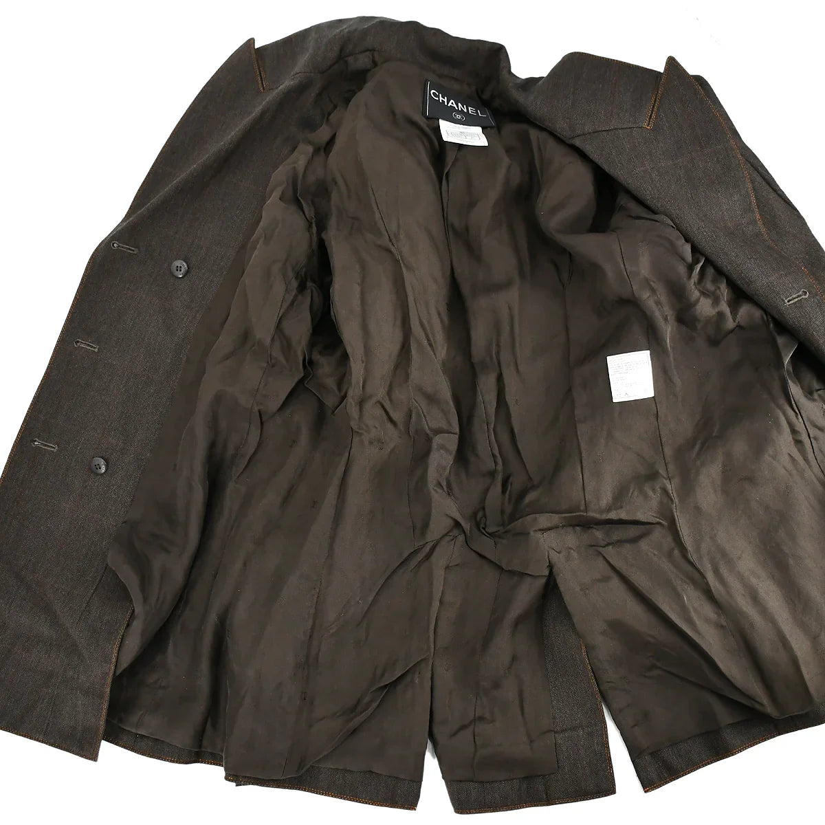 Chanel Setup Suit Jacket Skirt Brown 98A #42
