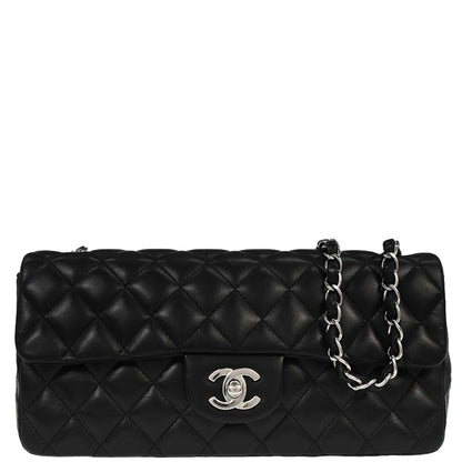 Chanel Black Lambskin East West Shoulder Bag