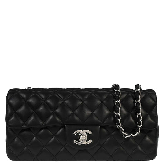 Chanel Black Lambskin East West Shoulder Bag