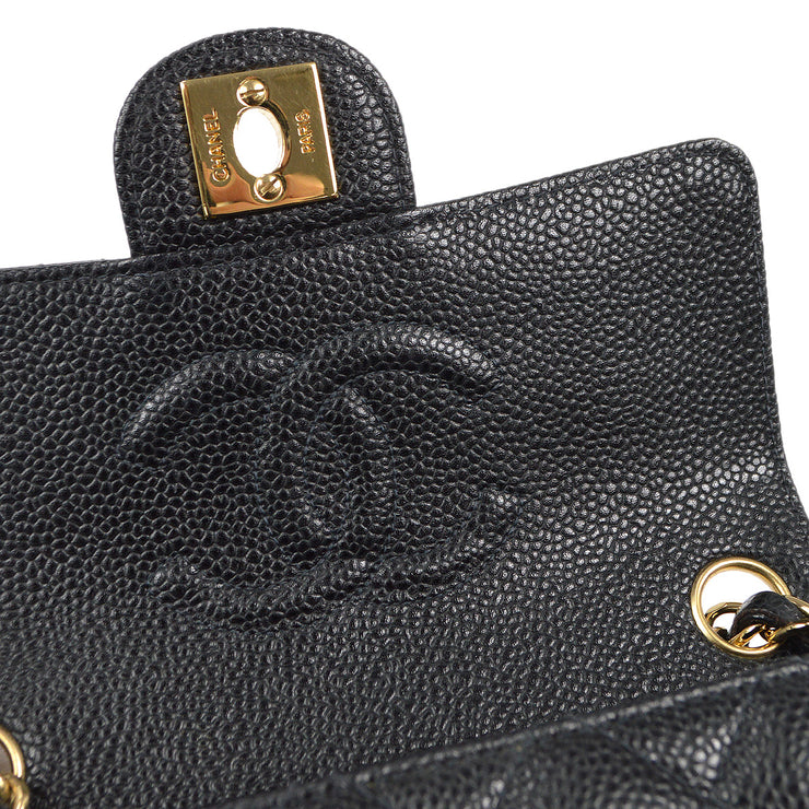 Chanel 2003-2004 Classic Flap Mini Square 17 Black Caviar