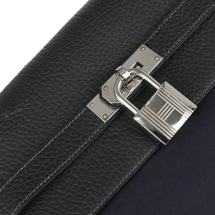 Hermes Toile Officier Taurillon Clemence Kelly 50 Retourne 2way Shoulder Handbag  2002